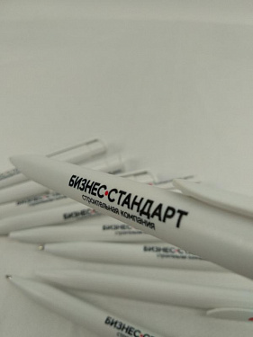 Ручка пластиковая шариковая «Happy» белая с УФ-печатью - Строительная компания «Бизнес-Стандарт» .  6