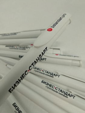 Ручка пластиковая шариковая «Happy» белая с УФ-печатью - Строительная компания «Бизнес-Стандарт» .  11