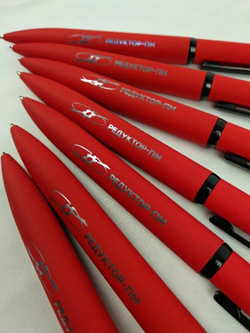 Ручка металлическая шариковая MIRROR BLACK, покрытие soft touch - «Редуктор-ПМ» - Для холдинга «Вертолеты России» - «Редуктор-ПМ».  8