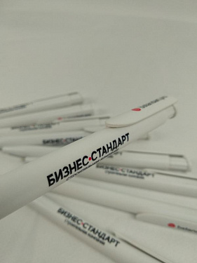 Ручка пластиковая шариковая «Happy» белая с УФ-печатью - Строительная компания «Бизнес-Стандарт» .  4