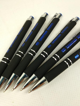 Ручка металлическая шариковая «Legend Mirror Gum» soft-touch с цветной гравировкой - «Администрация «Камводпуть»