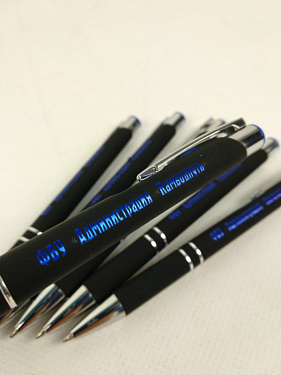 Ручка металлическая шариковая «Legend Mirror Gum» soft-touch с цветной гравировкой - «Администрация «Камводпуть».  5