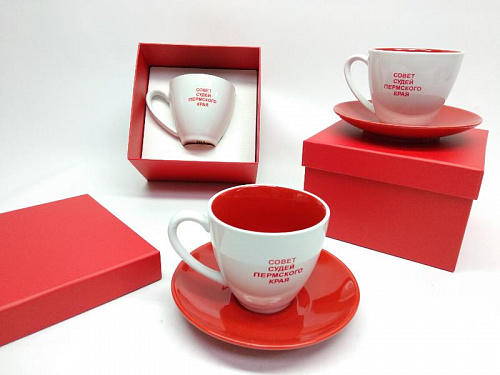  Чайная пара в подарочной упаковке красная «Совет судей Пермского края»