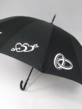 Зонт-трость «Свадебный» с пластиковой ручкой, полуавтомат для «Микротех-сервис».  7