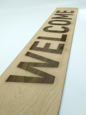 Табличка деревянная из фанеры «WELCOME» - лазерная гравировка.  6