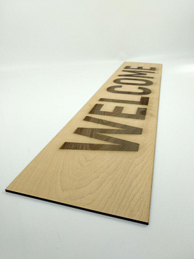 Табличка деревянная из фанеры «WELCOME» - лазерная гравировка.  7