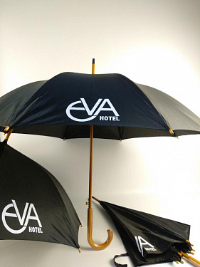  Зонт-трость «EVA HOTEL» с деревянной ручкой, полуавтомат для «Ева-Комфорт».  4