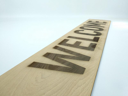 Табличка деревянная из фанеры «WELCOME» - лазерная гравировка.  5