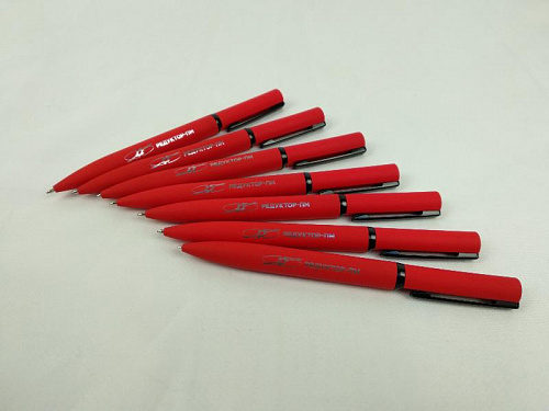 Ручка металлическая шариковая MIRROR BLACK, покрытие soft touch - «Редуктор-ПМ» - Для холдинга «Вертолеты России» - «Редуктор-ПМ»