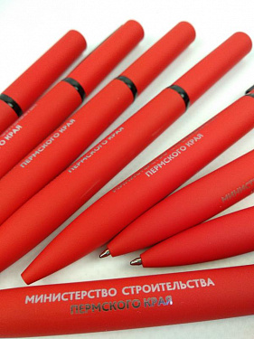 Ручка шариковая MIRROR BLACK (покрытие soft touch) - «Строить и  Развивать» для Министерства Строительства Пермского края.  2