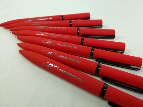 Ручка металлическая шариковая MIRROR BLACK, покрытие soft touch - «Редуктор-ПМ» - Для холдинга «Вертолеты России» - «Редуктор-ПМ».  5